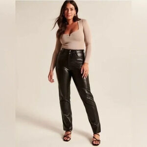Abercrombie and Fitch Curve Love Vegan Leather 90s Straight ultra high rise